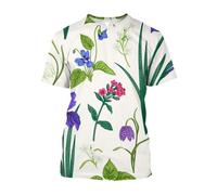 JIFENLI Hommes 3D imprimé T-Shirts Mode Décontracté Dessiner Fleurs Et Plantes Graphiques T-Shirts pour Unisexe Été Loisirs Vacances Imprimé À Manches Courtes Tees Tops