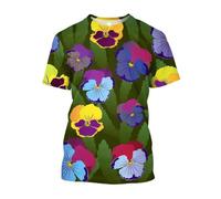 JIFENLI Hommes 3D imprimé T-Shirts Mode Décontracté Dessiner Fleurs Et Plantes Graphiques T-Shirts pour Unisexe Été Loisirs Vacances Imprimé À Manches Courtes Tees Tops