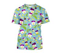 JIFENLI Hommes 3D imprimé T-Shirts Mode Décontracté Dessiner Fleurs Et Plantes Graphiques T-Shirts pour Unisexe Été Loisirs Vacances Imprimé À Manches Courtes Tees Tops