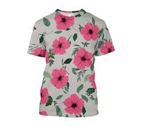 JIFENLI Hommes 3D imprimé T-Shirts Mode Décontracté Dessiner Fleurs Et Plantes Graphiques T-Shirts pour Unisexe Été Loisirs Vacances Imprimé À Manches Courtes Tees Tops