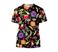 JIFENLI Hommes 3D imprimé T-Shirts Mode Décontracté Dessiner Fleurs Et Plantes Graphiques T-Shirts pour Unisexe Été Loisirs Vacances Imprimé À Manches Courtes Tees Tops