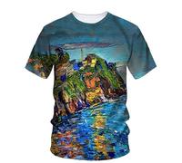 JIFENLI Hommes 3D imprimé T-Shirts Mode Peinture À L’Huile Motif Hommes Imprimé T-Shirt Street Pop Hip Hop Harajuku Col Rond Plus Grand Haut À Manches Courtes