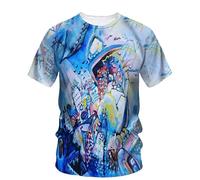 JIFENLI Hommes 3D imprimé T-Shirts Mode Peinture À L’Huile Motif Hommes Imprimé T-Shirt Street Pop Hip Hop Harajuku Col Rond Plus Grand Haut À Manches Courtes