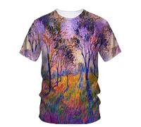 JIFENLI Hommes 3D imprimé T-Shirts Mode Peinture À L’Huile Motif Hommes Imprimé T-Shirt Street Pop Hip Hop Harajuku Col Rond Plus Grand Haut À Manches Courtes