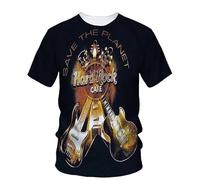 JIFENLI Hommes 3D imprimé T-Shirts Mode Rock Musique Guitare Garçon Mode Créatif 3D Imprimé Chemise À Col Rond T-Shirt À Manches Courtes Plus Taille Vêtements