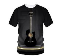 JIFENLI Hommes 3D imprimé T-Shirts Mode Rock Musique Guitare Garçon Mode Créatif 3D Imprimé Chemise À Col Rond T-Shirt À Manches Courtes Plus Taille Vêtements