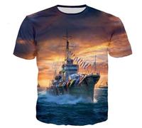 JIFENLI Hommes 3D imprimé T-Shirts Navire De Guerre T-Shirts Imprimés en 3D Hommes Femmes Casual Harajuku Hip Hop T-Shirt Populaires O-Neck Tops