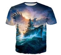 JIFENLI Hommes 3D imprimé T-Shirts Navire De Guerre T-Shirts Imprimés en 3D Hommes Femmes Casual Harajuku Hip Hop T-Shirt Populaires O-Neck Tops