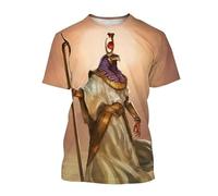 JIFENLI Hommes 3D imprimé T-Shirts Rétro Égypte Dieu Thot T-Shirts pour Hommes Femmes 3D Impression Manches Courtes Tops Mythologie Égyptienne Tee Shirt Été Vêtements Masculins