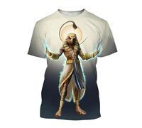 JIFENLI Hommes 3D imprimé T-Shirts Rétro Égypte Dieu Thot T-Shirts pour Hommes Femmes 3D Impression Manches Courtes Tops Mythologie Égyptienne Tee Shirt Été Vêtements Masculins