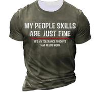 JIFENLI Hommes 3D imprimé T-Shirts T-Shirt D’Été Classique pour Hommes O Collar Alphabet Vêtements Surdimensionnés Imprimés en 3D Street Fitness Séchage Rapide Haut Confortable