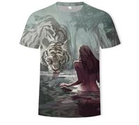 JIFENLI Hommes 3D Imprimé T-Shirts T-Shirt D'Été Unisexe Avec Impression Numérique 3D De Lion Tigre Animal, Col Rond, Ample, Élastique, Manches Courtes, Manches Courtes, Séchage Rapide, Haut Surdimens