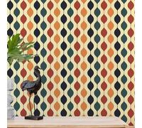 JiffDiff Papier peint à carreaux rétro à décoller et à coller 40 x 299,7 cm - Papier peint géométrique rétro à carreaux - Décoration murale colorée pour