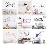 JIFU Sticker Mural Personnalisé Prénom, Sticker Chambre Bébé Nom Personnalisable, Mur Décoration Bébé, Stickers Muraux Personnalisés, Garçon (M)