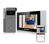 JIGATONEDA Sonnette vidéo avec écran, Sonnette de Connexion WiFi avec interphone, capteur de Mouvement pour la sécurité de la Porte d'entrée, résistant aux intempéries IP65