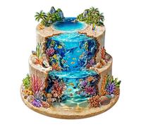 Jigfoxy Puzzle en bois pour adultes, océan dans un gâteau puzzle en bois pour adultes, puzzle unique en bois, famille et amis L-29,7 x 33,3 cm - 250 pièces
