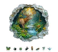 Jigfoxy Puzzle en bois pour adultes, puzzle en bois de chevreuil, puzzle unique en bois, famille et amis L-34 x 33 cm - 260 pièces