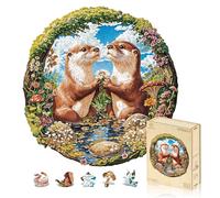 Jigfoxy Puzzle en bois pour adultes, puzzle en bois de loutre pour adultes, puzzle unique en bois, famille et amis L-32,9 x 34 cm - 264 pièces