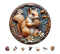Jigfoxy Puzzle en bois pour adultes, puzzle en bois d'écureuil pour adultes, puzzle unique en bois, famille et amis L-34 x 34 cm - 270 pièces