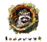 Jigfoxy Puzzle en bois pour adultes, raton laveur en bois adulte, puzzle unique en bois, famille et amis L-34 x 33,6 cm - 270 pièces