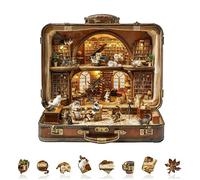 Jigfoxy Puzzle en bois The Cat Library in the Suitcase pour adultes, puzzle unique en forme d'animal de 265 pièces, jeu de casse-tête relaxant, cadeau créatif dans une boîte de qualité supérieure (32