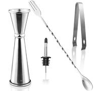 Jigger Doseur Cocktail Double Doseur de Liqueur en Acier Inoxydable Japonais Style Mesure de Bar avec Cuillère à Cocktail Verseurs pour Bar Maisons Fête Boisson Vin