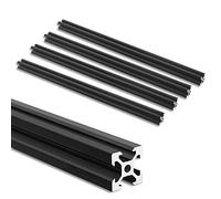 JiGiU 4PCS 400 mm Profilés en Aluminium 20 x 20, Type V Profilés Aluminium | Anodisé Rail Linéaire en Aluminium Norme Européenne, Profilés d'Extrusion, Profilés pour Imprimante 3D CNC DIY, Noir