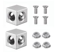 JiGiU Lot de 2 Raccords Cubiques 2D pour Équerre 3030 Profil en Aluminium | Avec Vis M8 x 20 et Capuchons, pour Profilé d’Extrusion en Aluminium Standard UE
