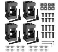 JiGiU Lot de 4 Connecteurs Profilé Aluminium 3030, Noir | Connecteur à Angle Réglable Rotation à 180°, avec Poignée de Charnière d'Angle pour Profil en Aluminium 3030