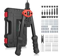 JiGiU Pince à Insert Fileté 2 EN 1 Pince à Rivets et Pistolet à Écrou Professionnel avec 110 Écrous et 7 Mandrins M3-M12 Riveteuse Manuelle 5 en 1 avec 50 Rivets dans un Étui de Transport - Rouge