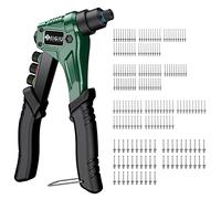 JiGiU Pince à Rivets 4 en 1 avec 200 Rivets, Riveteuse Manuelle Professionnel 20cm/8" en Aluminium, Kit de Pince à Riveter Ensemble Rivets Aveugles avec 4 Têtes de Rivets Interchangeables