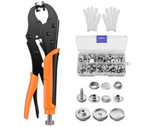 JiGiU Pince Bouton Pression Metal, Outil de Pression avec 3 Moules, Orange | Corps en Acier 45# Solide, Poignée Ergonomique, Livré avec 30 Lot de Boutons-Pression, pour Cuir, Feutre, Denim, Toile, Bâche