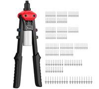 JiGiU Riveteuse Manuelle 33.5cm/13.18" Pince à Riveter avec 200pcs Rivets Pince à Rivets Professionnel Riveteuse à Double Poignée Jeu de Pistolet à Rivets avec 5 Embouts Remplaçables 2.4 à 6.4 mm