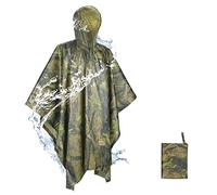 JIGOOPLEY Poncho de pluie imperméable avec capuche 4 en 1 - Veste de pluie multifonction - Couverture de camping - Poncho - Vêtement de pluie pour homme et femme - Léger et respirant - Voyage en plein