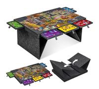 Jigpal Planche à puzzle de 1000 pièces avec 5 tiroirs colorés et couvercle, table de puzzle avec pieds pliables pour adultes, légère et portable, pour puzzles de 1000 pièces, gris