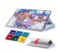 Jigpal Planche de puzzle portable de 1000 pièces avec 6 plateaux de tri colorés, planches de puzzle inclinables avec support et housse 2 en 1, table de puzzle légère en feutre avec réglages d'angle
