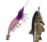 Jigs De Pêche En Eau Salée | Appâts Artificiels En Forme De Crevette | Hameçons Pour Gabarits De Calmar | Crevettes Bioniques En Bois, Calmar, Appât De Seiche Pour Étang Extérieur, Rive De Rivière, Ea
