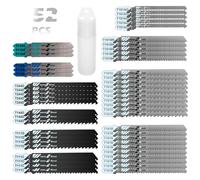 Jigsaw Blades,52 Pieces Jigsaw Blade Set,High Carbon Hacksaw Blade,T118A/T118B/T101AO/T111D/T244D/T111C/T101B/ T101D/T101BR for Wood and Metal