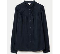 Jigsaw Jigsaw Blue Baby Cord Frill Neck Shirt Blue EU 42 (UK 14)