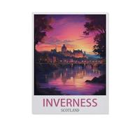 Jigsaw Puzzle 1000 Piece，Inverness Vintage Travel Poster, Scotland，Adult Puzzle DIY Kit Paper Puzzle Modern Home Decor Unique Gift（38x52CM）-AR27