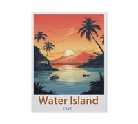 Jigsaw Puzzle 1000 Piece，Water Island Sunset，Classic Puzzle Adult Puzzle DIY Kit Paper Toy Unique Gift Modern Home Decor（26x38cm）-EY60