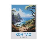 Jigsaw Puzzle 1000 Pièces Adultes，Affiche de Voyage Vintage de Koh Tao en Thaïlande，Papier Puzzle Classique Jigsaw Puzzle pour Garçons Filles HD Impression Affiche Cadeau De Noël（50x70cm）-AQ19