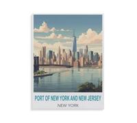 Jigsaw Puzzle 1000 Pièces Adultes，Port de New York et New Jersey，Bois Puzzle Classique Jigsaw Puzzle pour Garçons Filles HD Impression Affiche Cadeau De Noël（75x50cm）-HL6
