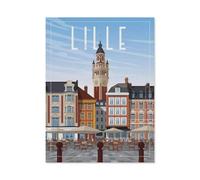 Jigsaw Puzzle 1000 Pièces，Affiche de Voyage Vintage de Lille France，3D Adultes Papier Jouets Éducatifs Meilleur Cadeau d'anniversaire Garçons Filles（50x70cm）-BM95