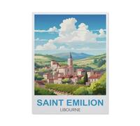 Jigsaw Puzzle 1000 Pièces,Affiche de Voyage Vintage Saint Emilion Libourne,3D Adultes Holz Jouets Éducatifs Meilleur Cadeau d'anniversaire Garçons Filles(75x50cm)-AR75