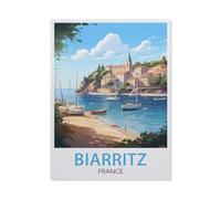 Jigsaw Puzzle 1000 Pièces,Biarritz France,Jeu Décontracté Amusant Cadeau Jouets pour Amis Et Famille(75x50cm)-EU86