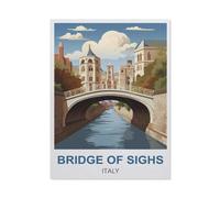 Jigsaw Puzzle 1000 Pieces，Bridge of Sighs Italy Vintage Travel Posters，Large Family Puzzle Game Artwork for Adults Teens（38x52cm）-CQ35
