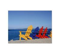 Jigsaw Puzzle 1000 Pièces,Chaises colorées sur la Plage, Canada,3D Adultes Papier Jouets Éducatifs Meilleur Cadeau d'anniversaire Garçons Filles(38x26cm)-AQ20