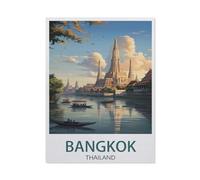 Jigsaw Puzzle 1000 Pieces for Adults，Bangkok Thailand Vintage Travel Posters Lake，Kids Teens Large Families Puzzle Game（50x70CM）-AG32
