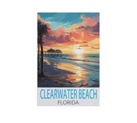 Jigsaw Puzzle 1000 Pieces for Adults，Clearwater Beach Florida，Teens Boys Girls Puzzles Difficult Thick Sturdy Pieces Challenging Puzzle for Party Games（38x52cm）-FU69